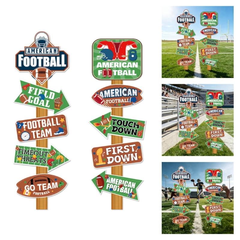 Sport Themed Directional Sign For Football Parties Durable Recyclable Paper Football Party Accessories Direction Boards