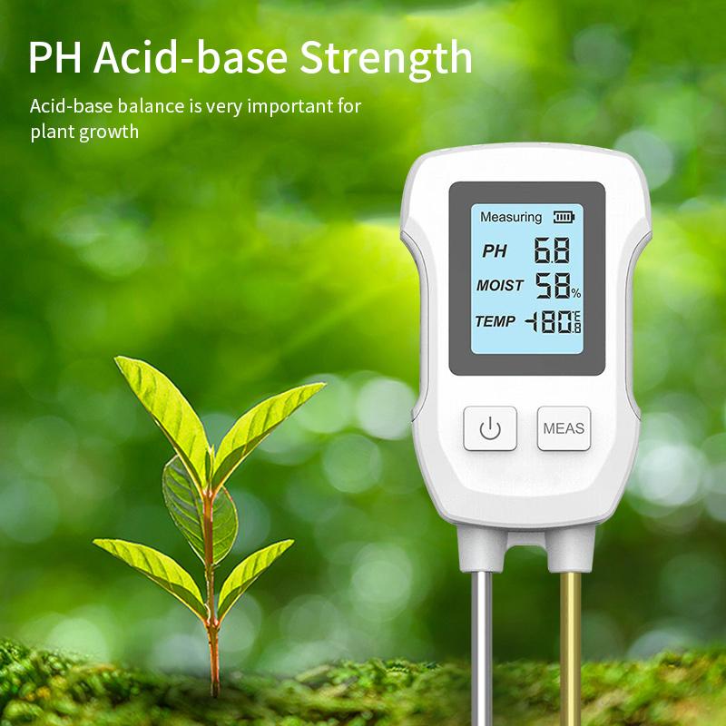 3 in1 Soil Tester PH/Moisture/Temp Digital LCD Meter Heat-resistant Metal Sensor Humidity Monitor for Flower Plants Gardening