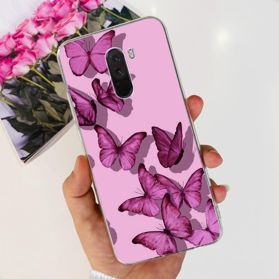 Para Xiaomi Pocophone F1 Funda Poco F1 Moda Flor Cubierta Silicona Suave Delgada Funda de Teléfono Para xiaomi Pocophone F1 Global F 1 Funda