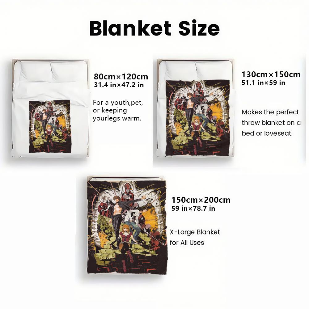 Dark Anime Print thin Flannel Blanket for Bedrooms,Living Rooms,Sofas Blankets,Lunch Breaks,blankets fluffy blanket