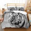 Tiger Duvet Cover Set Purple Flower Comforter Cover Boys African Safari Wild Animals Big Cat Queen King Polyester Quilt Cover