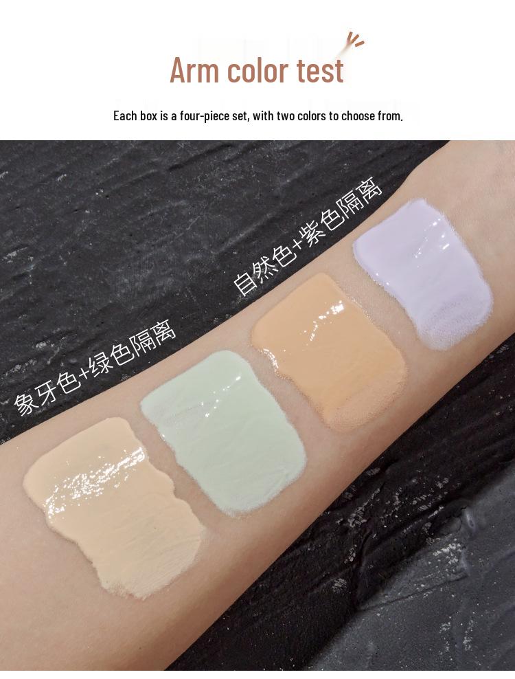 Hanru Women's 4-Piece Foundation Primer & Concealer Set with Loose Powder - Ideal for Beginners