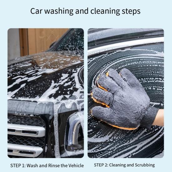 Car Wash Gloves Super Absorbent Double Side Five Finger Mitten Soft Coral Velvet No Scratch Cleaning Glove for Car And Home Cleaning