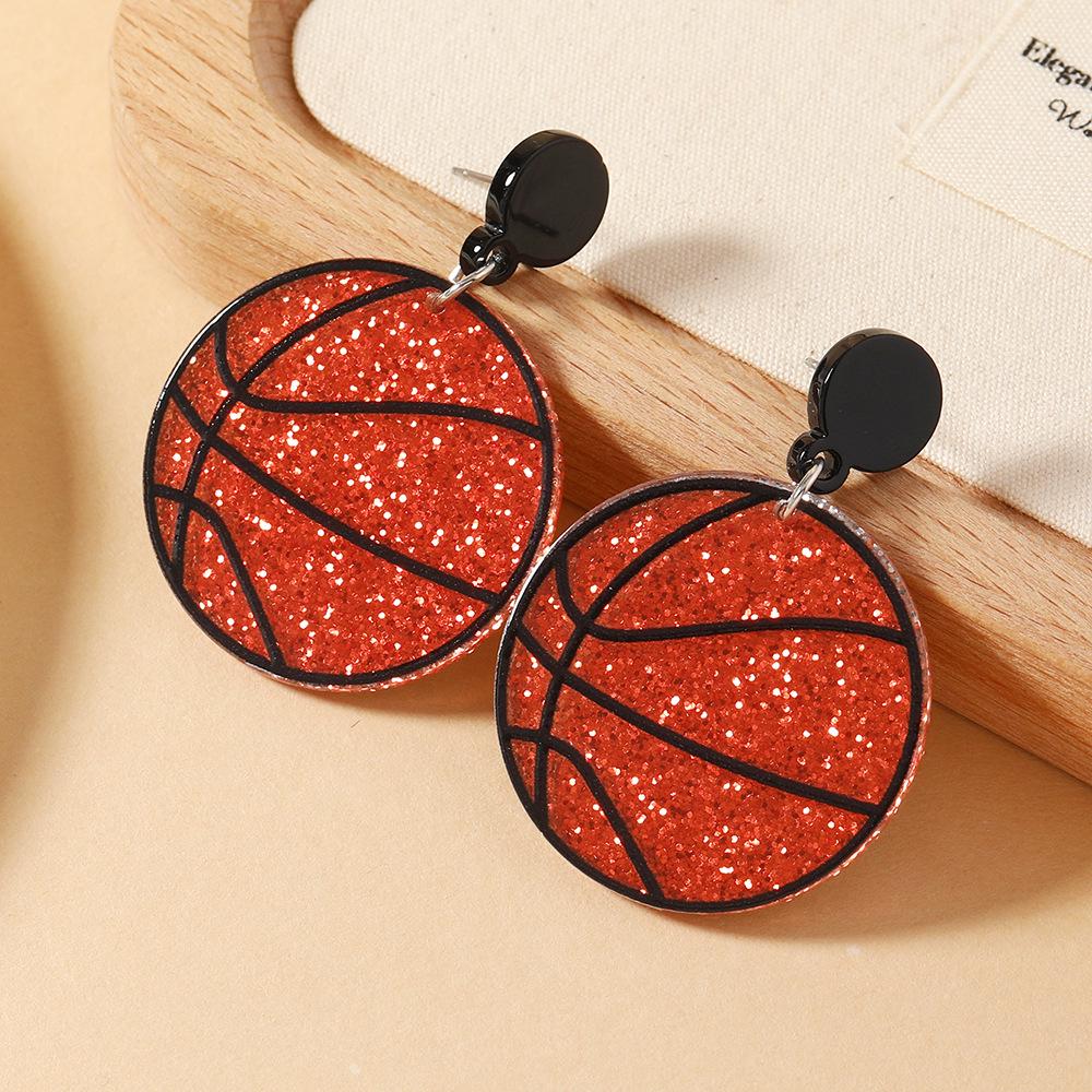 European  American Creative Sports-Themed Acrylic Earrings: Football, Basketball, Baseball, Rugby