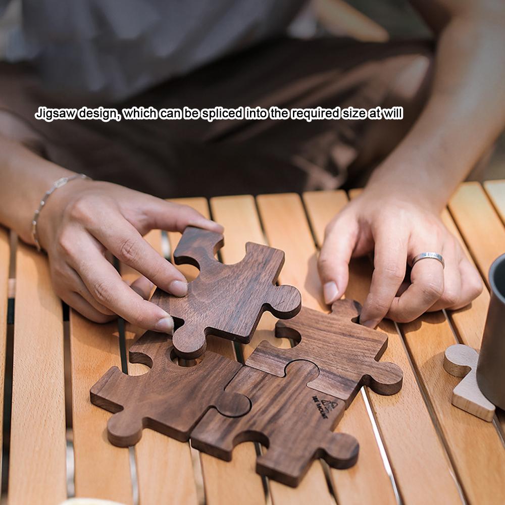 Outdoor Camping Dřevěná podložka Buk Ořech Tepelná izolace Hrníček Podložka Jigsaw Tvar Šálek Pad Dřevo Čaj