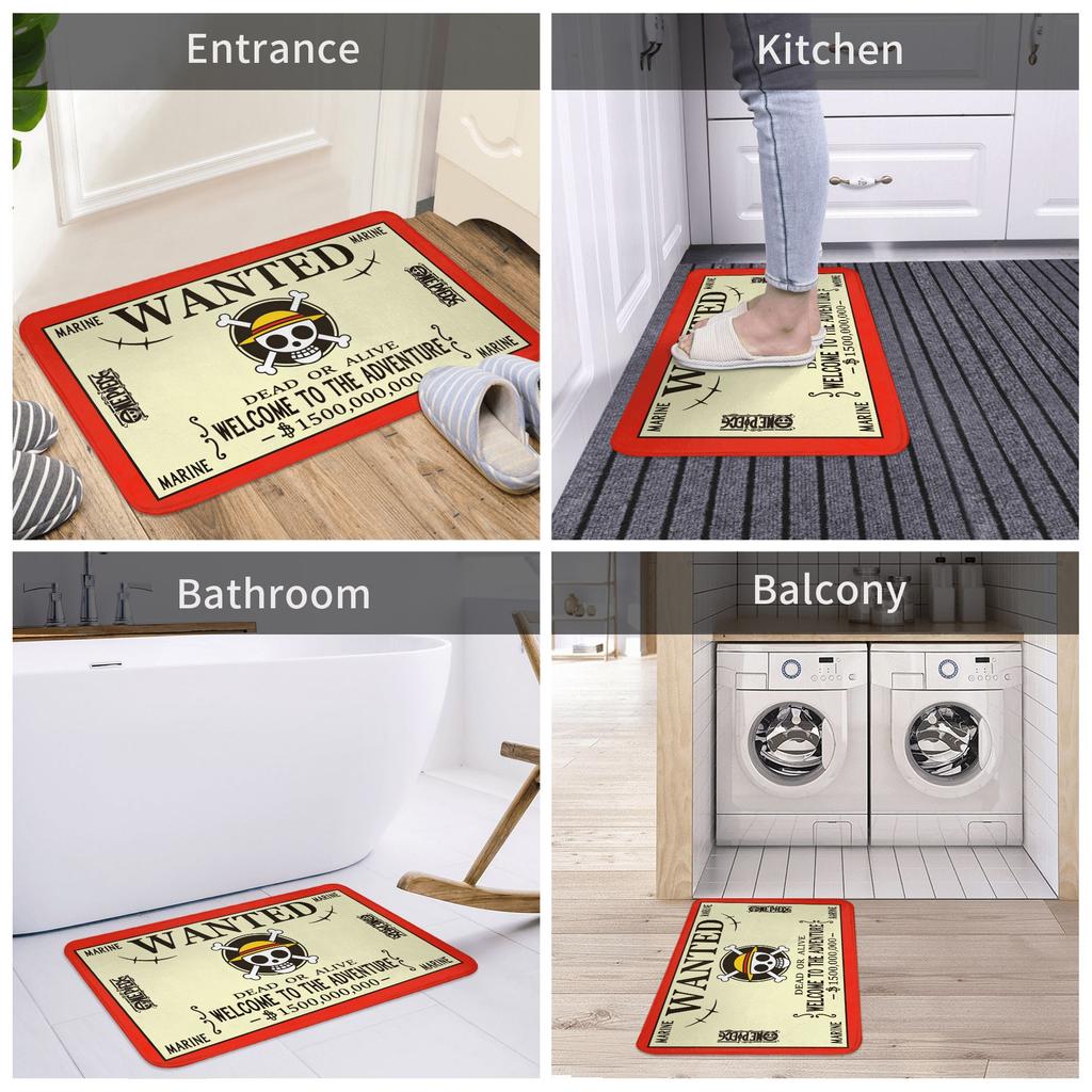 Anime One Piece Doormat Non-Slip Entrance Kitchen Bathroom Door Floor Mats Pirate King Bedroom Balcony Rug Carpet Footpad