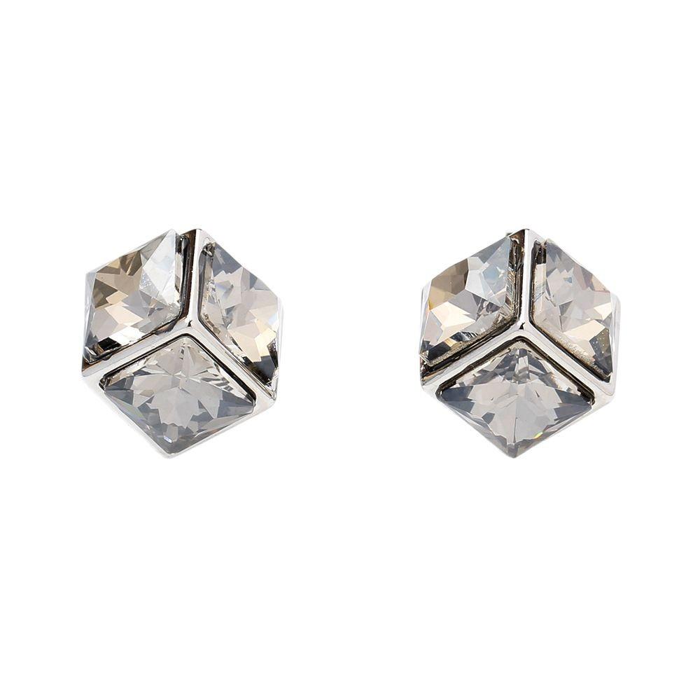 European and American personalized three-sided crystal three-dimensional earrings, yellow gray crystal gold-plated earrings, no earrings, earrings, ve