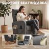 Upholstered Rocking Chair Retractable Footrest Rocker Chair High Back for Living Room Grey