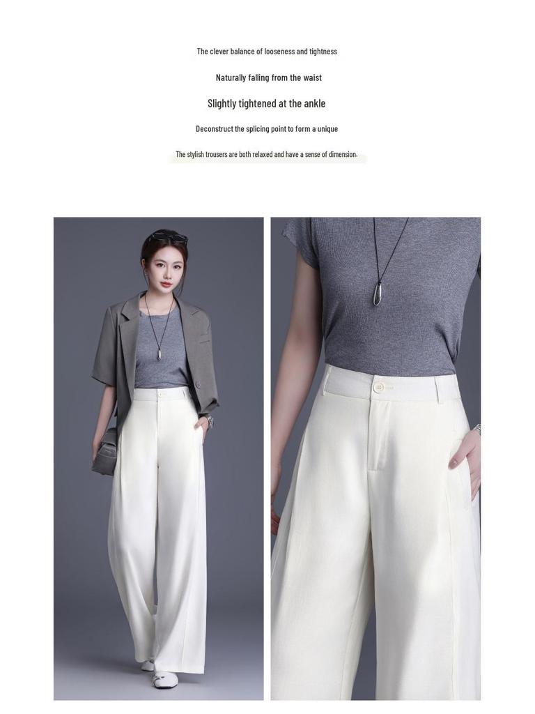 Women's 2026 High-Waisted Wide-Leg Lyocell Pants - Fashionable Loose-Fit Trousers with Elegant Drape
