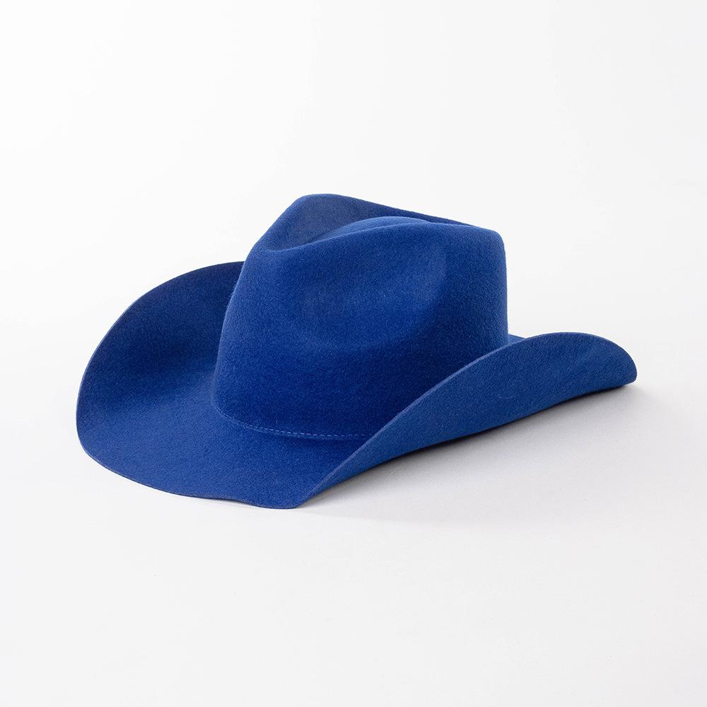 Chapeau de cowboy automne et hiver nouveau chapeau de cowboy en feutre de laine blanc chapeau jazz mode décontractée européenne et américaine chapeau de cowboy bouclé