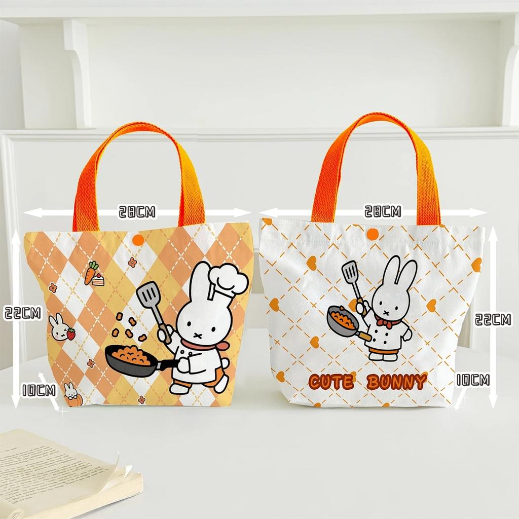 Kawaii Miffy Tote Bag Cute Cartoon Miffy Rabbit Canvas Bag with A Shoulder Strap