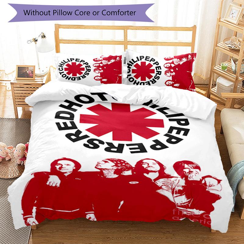 Red Hot Chili Peppers 3pcs Bedding Set Duvet Cover Closure Includes 1 Duvet Cover & 2 Pillowcases for All Seasons Bedroom Home Dorm Decor