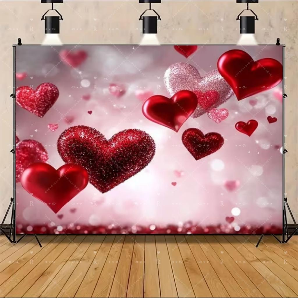 Red Pink Heart Balloon Background Multi Functional Love Banner Birthday Festival Wedding Couple Portrait Photography Backdrop