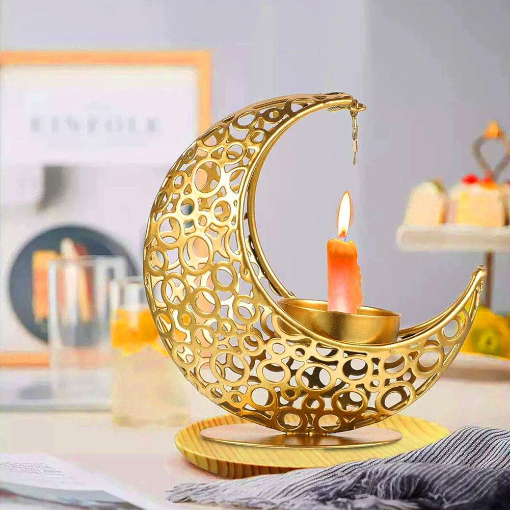 Moon Shaped Metal Incense Burner Decoration Golden Living Room Desktop Aromatherapy Stove Middle Eastern Ornament Decoration