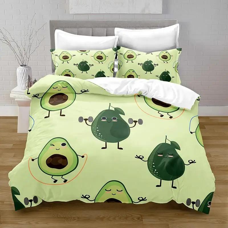 Comforter Cartoon Fruit Watermelon Pineapple Lemon Banana Japanese Style Print Soft Polyester Bedding Set For Kids Teens