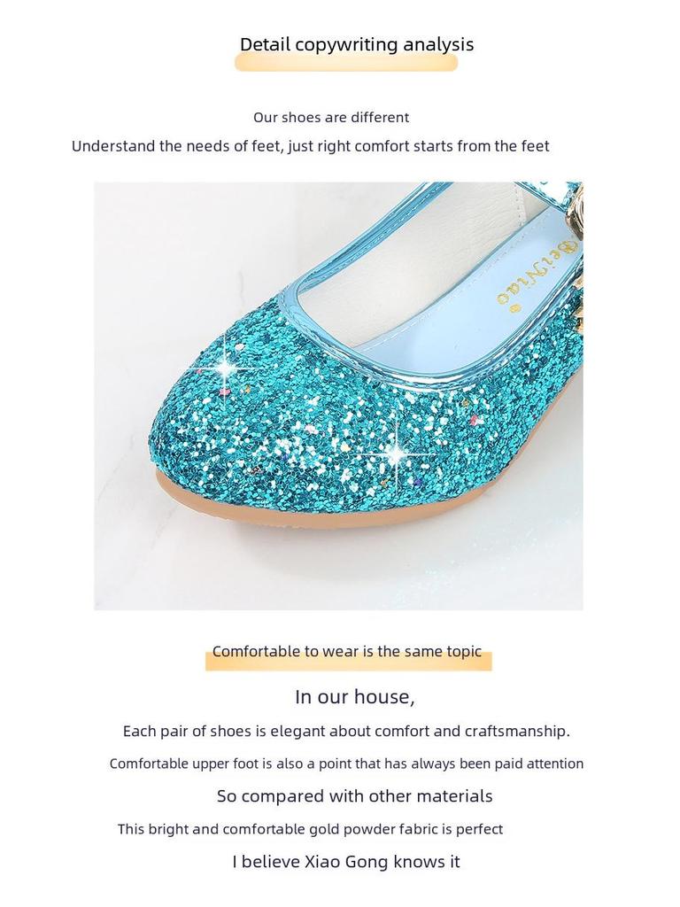 2025 neue koreanische Kristall Pailletten Prinzessin Schuhe für Mädchen mit weichen Ledersohlen