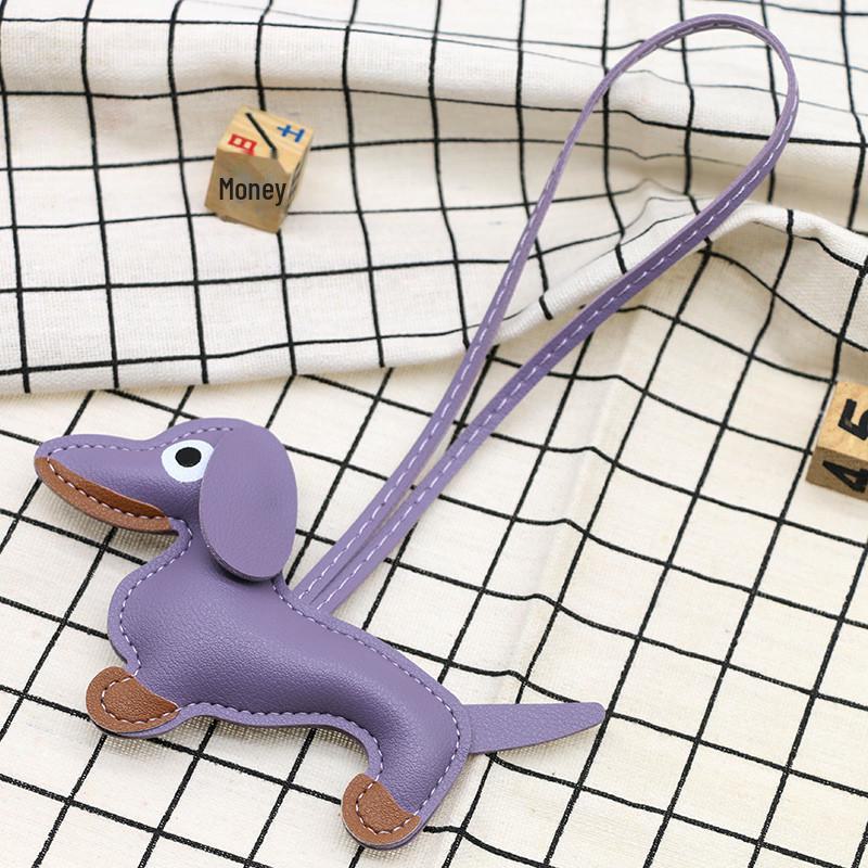 Dackel-Lederanhänger: Süßer Welpen-Schlüsselanhänger und Auto-Ornament für Paare.
