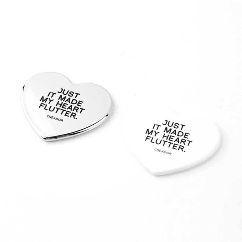 creador mini heart hand mirror white