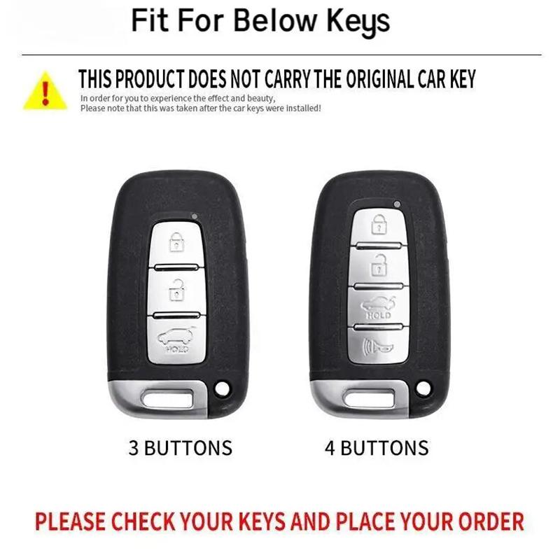 3/4 Button Zinc Alloy Leather Car Key Case For Hyundai Coupe Sonata Ix35 For Kia Forte Sportage K2 K5 Key Holder Car Key Case