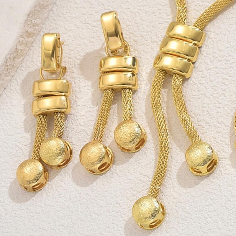 Modern Alloy Jewelry Trio Long Pendant Necklace Earrings Bracelet Set for Everyday Wear Parties Business Event