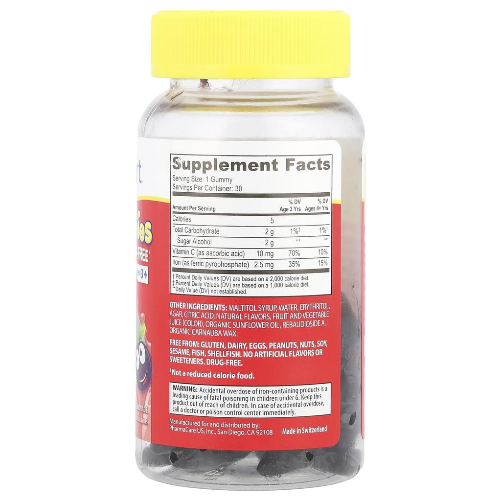 Kids Smart® Vita Gummies®, Iron + Vitamin C, Ages 3+, Blackberry Lemonade, 30 Gummies