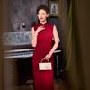 New Chinese Cheongsam Sleeveless Improved Young Engagement Toast Burgundy 1011 New Wedding Dress Morning Robe