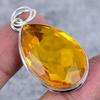 Pandantiv din argint 925, lucrat manual, cu piatră prețioasă naturală de citrin, 4,9 cm, I7P09