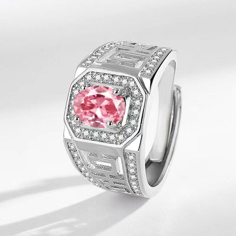 New Product Real Emerald Men's Ring Zircon Inlaid European and American Fashion Domineering Men's Ring