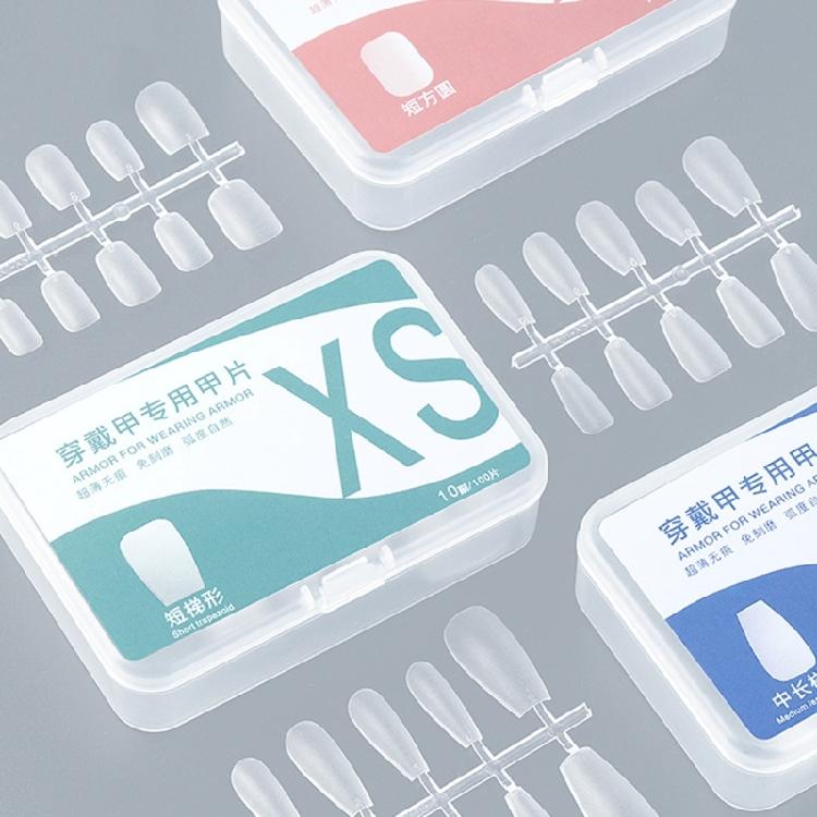 100Pcs/set Clear Half Frosted Nails Tip Acrylic Fake Nails Full Cover Fake Nails