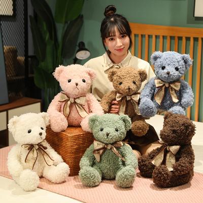 6 Colors Cartoon Colourful Bow Bear Toys Stuffed Throw Pillow Soft Dolls Home Decor Birthday Presents Girlfriend
