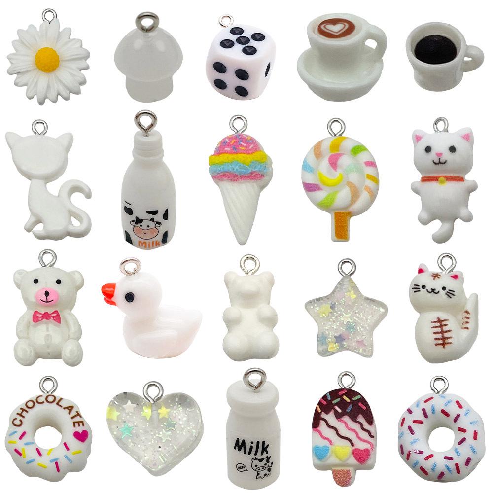 DIY Resin Pink Bear Lollipop Ornaments: Necklace, Earrings, Key Pendant Accessories