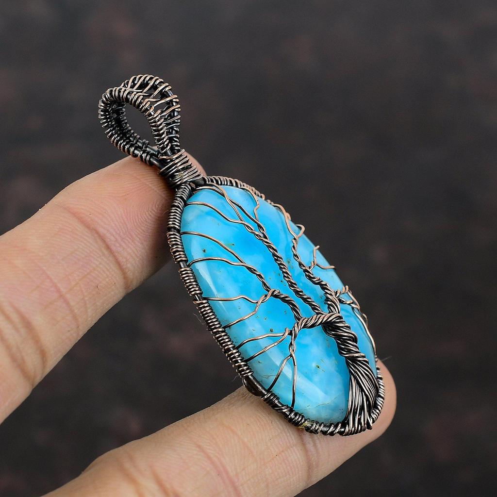 Tree Of Life Hemimorphite Pendant Copper Wire Wrapped Pendant Handmade Pendant Gemstone Jewelry Gift For Mother Copper Wire Wrapped Jewelry