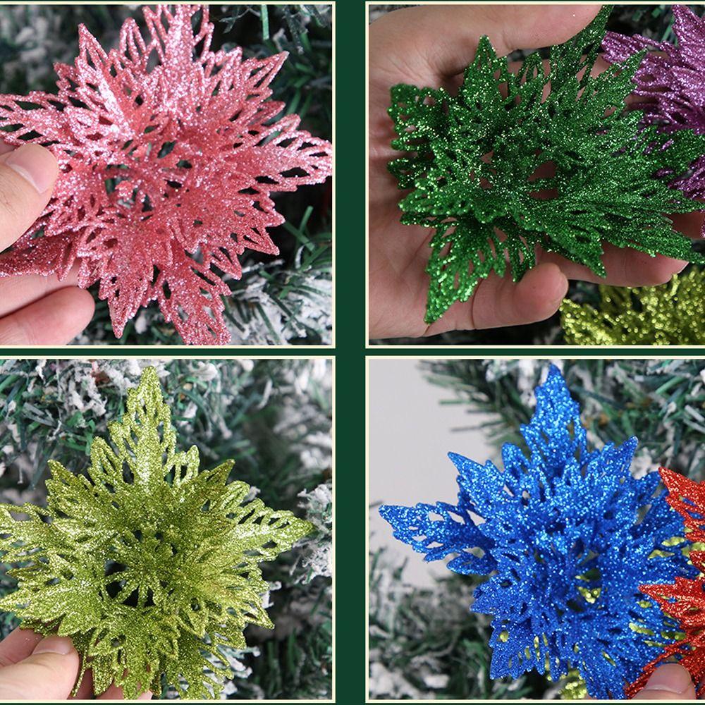 13cm Weihnachten Glitzer Blume Kopf Pailletten Realistisch Künstliche Weihnachtsstern Blume Handgemacht Simulation Weihnachtsbaum Dekorationen