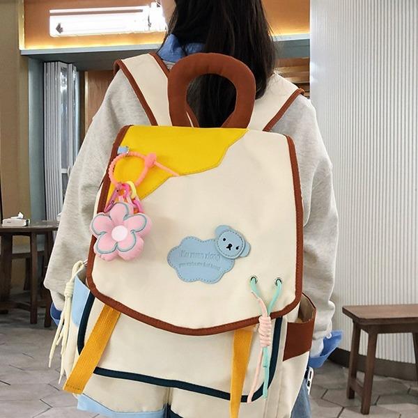 Schoolbag backpack 1011 new large-capacity middle and high school students cute backpack Korean version contrasting color primary school backpack