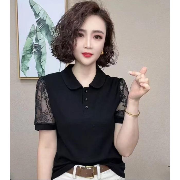 Douyin Trendy Women's Short Sleeve Loose-Fit Top for Mid-aged Moms - Comfortable & Casual
