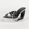 11cm Platform Block Heel Sandals, Transparent Crystal Sexy Nightclub Footwear, T Stage Model Ultra High Heels LFD-1108WG-B19
