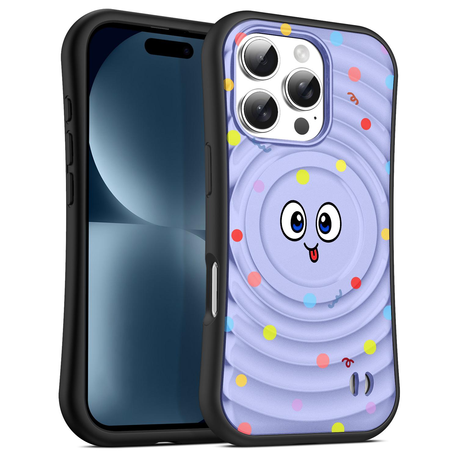 

Boyang Phone Case with Hanging Rope Hole Emoji Polka Dot Anti Drop MagSafe Magnetic Suction for Apple 16pro Phone Case For iPhone12 pro