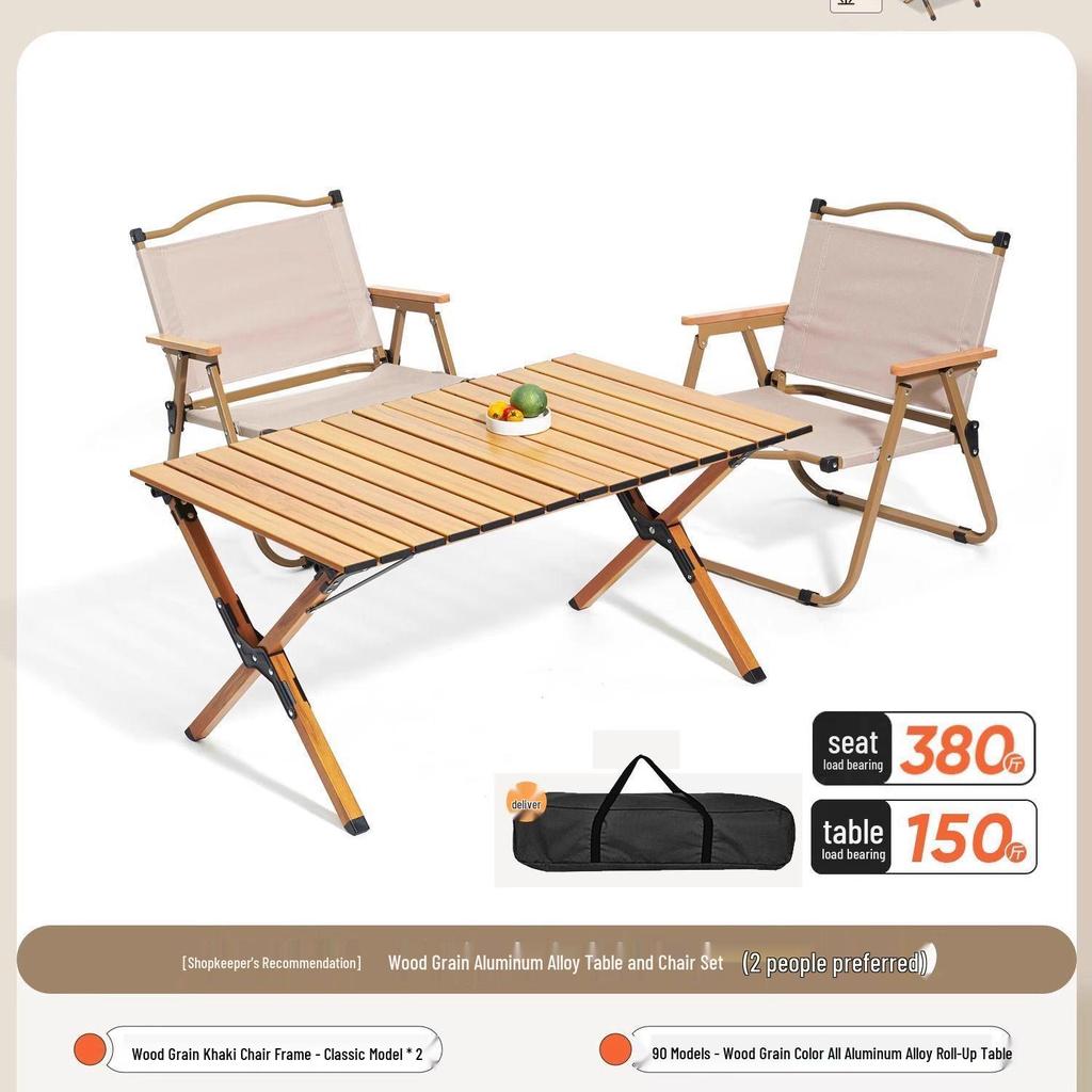 A1R Portable Roll-up Folding Picnic Table & Chair Set for Outdoor Camping.