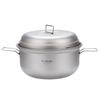 Titanium Steamer Stockpot Set with Lid Outdoor Camping Soup Steaming Pot Pan Mess Kit