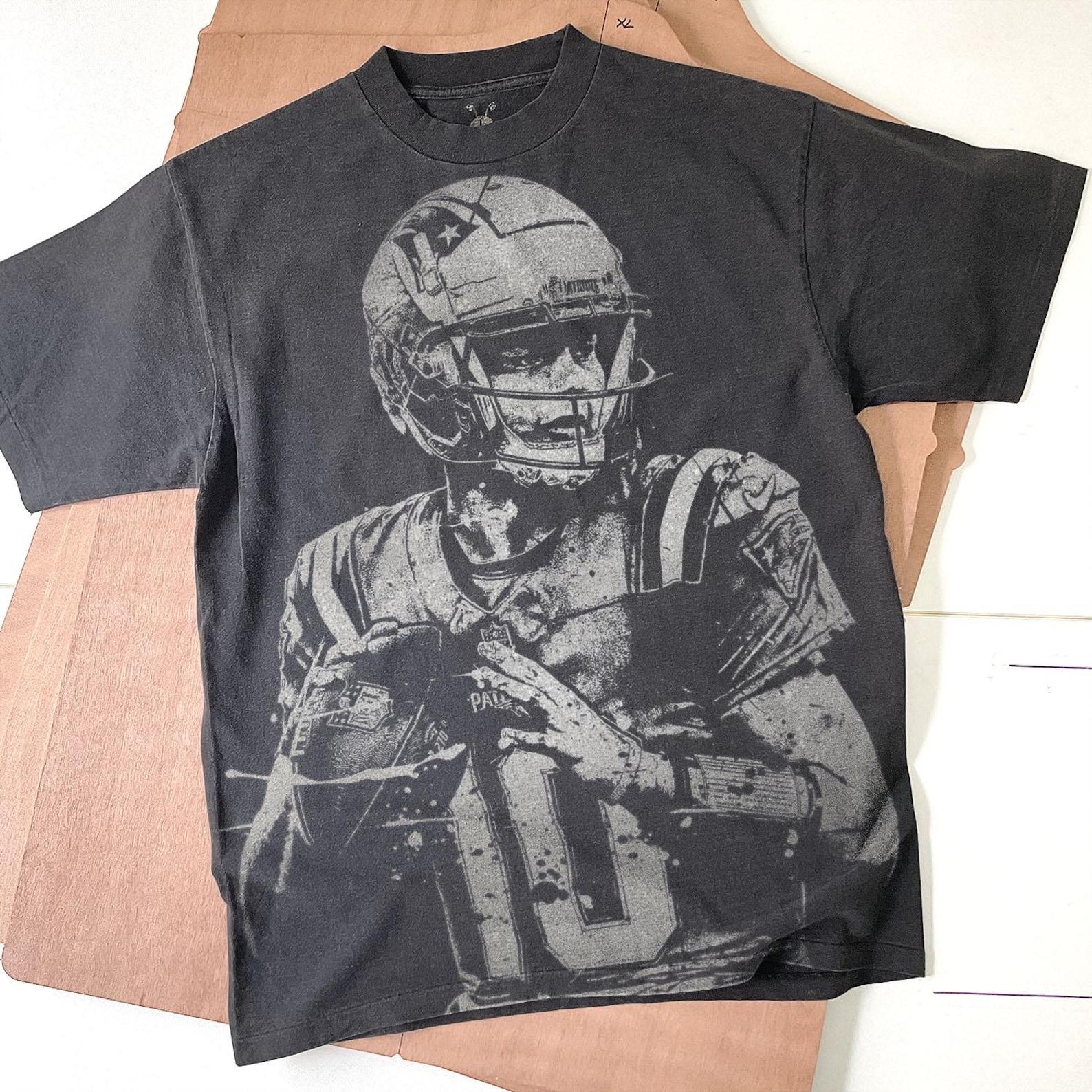 Drake Maye Handmade Bleached T-Shirt: Faded Black Cotton Unisex Tee M