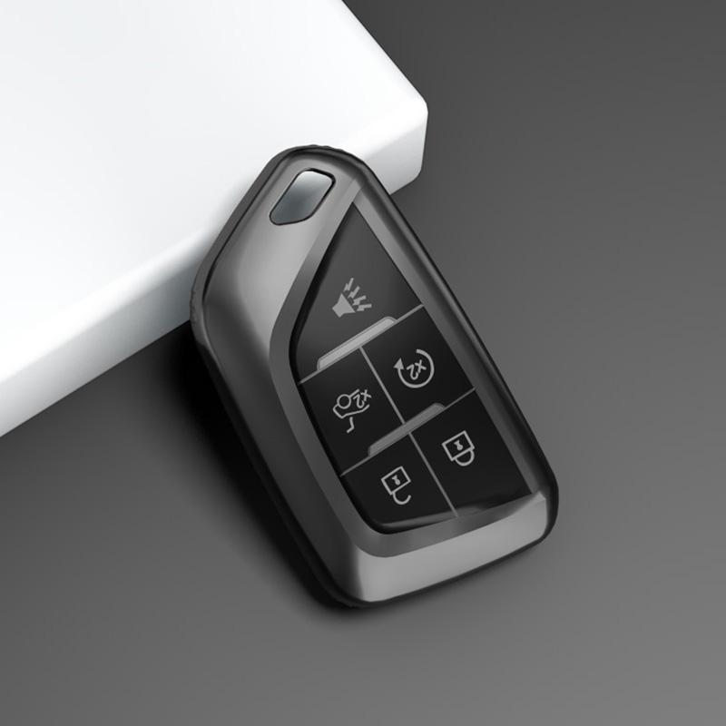 5 Buttons TPU Car Fob Key Cover Case for Buick ENVISION Chevrolet Silverado 2023 Cadillac GMC Remote Keychain Accessories