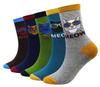 Cansok Casual Animal Print Cotton Socks Set with 5 Pairs Men's (Cat Glasses) -