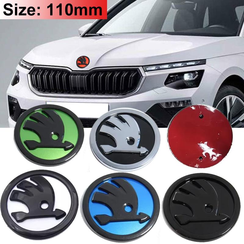 110mm Front Rear Emblem for SKODA Yeti Rapid Octavia Citigo Superb Fabia Kamiq Kodiaq Karoq Vision Badge Car Head Cover Sticker Dncp95