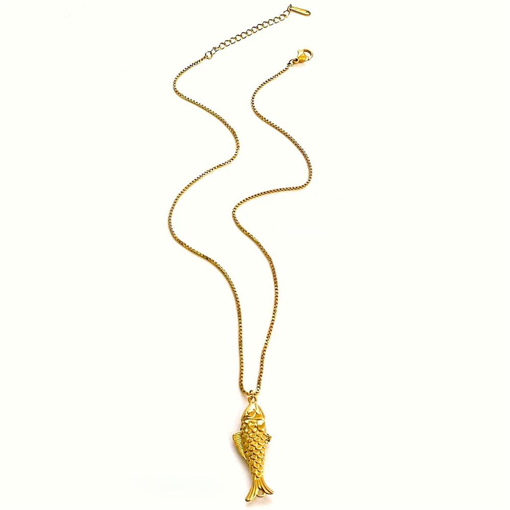 Gold Mini Fish Necklace Jewelry Ocean Style Beach Chain Choker Fish Pendant Necklace  Sea Beach