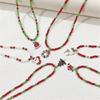 Cartoon Christmas Pendant Necklace Holiday Beaded Necklace Statement Jewelry