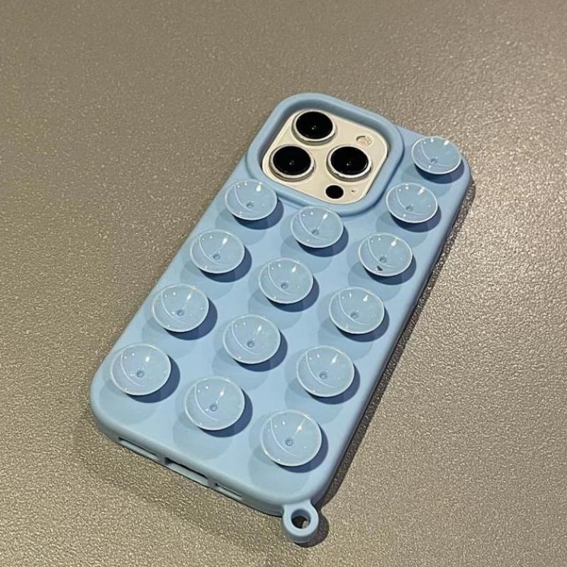 Suction Cup Soft Silicone Phone Case For 16 Pro Max 13 14 11 12 15 Pro Max Plus XR Anti-Slip Shockproof Candy Color Cover