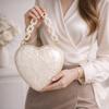 Creative Design Geometric Heart-shaped Handbag Milky White Acrylic Evening Clutch Bag Lady Sweet Wedding Purse Clutch