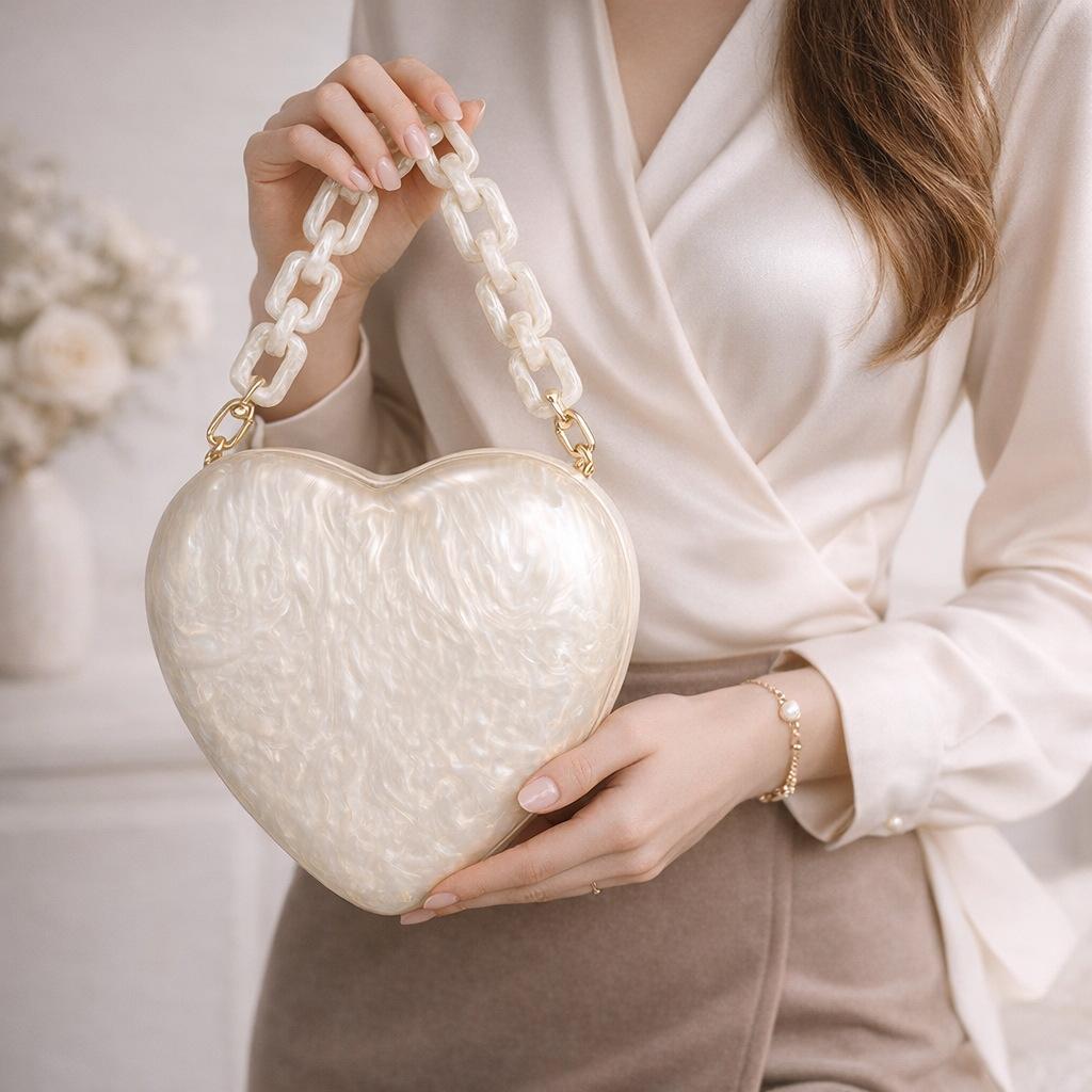 

Ladies Acrylic Dinner Bag One Shoulder Oblique Span Wedding Banquet Clutch Bag Chain Bag слоновая кость