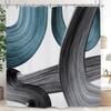 Abstract Turquoise Blue Printed Shower Curtain Modern Minimalist Contemporary For Bathroom Decor