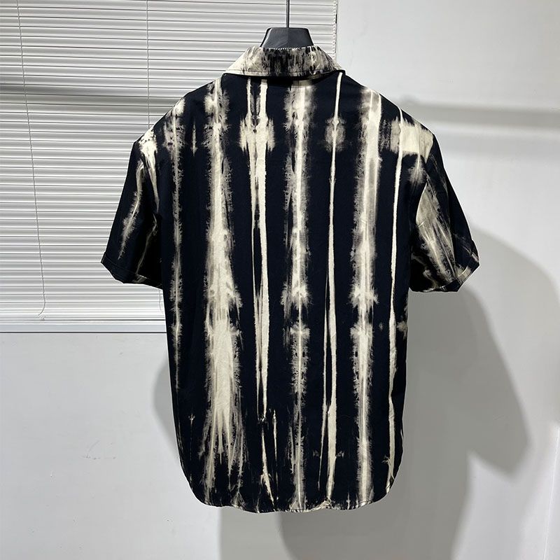 High-end Fashion Retro Casual Clothes Black White Elegant Design Sexy Hipster Personality Men's Shirt Short Sleeved